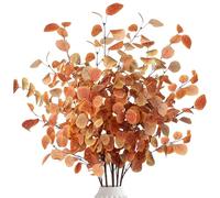 Sggvecsy 6 Pcs Artificial Fall Eucalyptus Stems Fall Eucalyptus Leaves Autumn Leaf Branches Fake Silk Eucalyptus Faux Fall Decorations for Home Floral Arrangement Thanksgiving Autumn Festival Decor