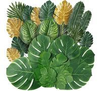 Sggvecsy 82 Pieces 8 Kinds Artificial Tropical Palm Leaves Tropical Leaves Monstera Leaves Safari Jungle Leaf with Stems for Hawaiian Luau Party Beach Table Wedding Shower Birthday Theme Decorations