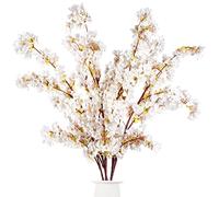 Sggvecsy Artificial Cherry Blossom Branches Faux Cherry Flowers 39 Inch Peach Branches Silk Tall Stems for Home Wedding Table Vase Decor (3 Pcs, Ivory)