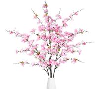 Sggvecsy Artificial Cherry Blossom Flowers 4 Pcs Faux Cherry Blossom Stems Faux Silk Cherry Blossom Branches 43’’ Fake Flowers Long Stems for Vase Arrangements Home Wedding Table Decor (Pink)