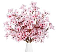Sggvecsy Artificial Cherry Blossom Flowers 8 Pcs Faux Cherry Blossom Stems Faux Silk Cherry Blossom Branches 15.7’’ Fake Peach Flowers for Vase Arrangements Home Wedding Table Decor (Pink)
