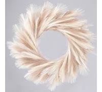 Sggvecsy Pampas Grass Wreath 26’’ Faux Pampas Wreath for All Seasons Artificial Pampas Wreath Christmas Decor Boho Wall Decor for Front Door Farmhouse Fall Autumn Xmas Spring Wreath Decoration (Mix)
