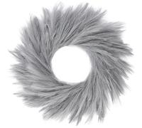 Sggvecsy Pampas Grass Wreath 26’’ Faux Pampas Wreath for All Seasons Artificial Pampas Wreath Christmas Decor Boho Wall Decor for Front Door Farmhouse Fall Autumn Xmas Spring Wreath Decoration (Grey)