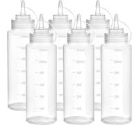 SGHAGH Plastic Squeeze Squirt Condiment Bottle for Ketchup Salad Dressing Mustard Olive Oil, 600 mL （6 pcs）