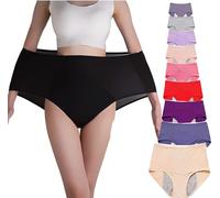 Sghjuy 8xl Plus Size Period Pants,Women's Period Panties Heavy Flow Leakproof Period Pants for Teenage Girls Washable Incontinence Pants Women,Mid Waist Menstrual Underwear Cotton,6XL,Natural