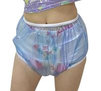 Sghjuy High-Waisted Adult Incontinence Pull-on Plastic Pants Waterproof and Leakproof PVC Pants with Odor Control No Noise Soft and Comfortable Washable and Reusable,XS,Blue