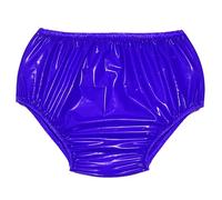 Sghjuy Noiseless High-Waisted Incontinence Briefs Adult PVC Pull-on Plastic Waterproof Pants Washable and Reusable Plastic Diaper Pants Cover,2XL,Blue