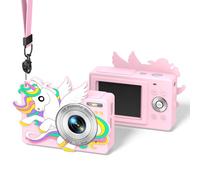 SGHLDE for DC403 Digital Camera Silicone Case, for CAMKORY/Lecran/VAHOIALD Cute Unicorn Soft Cover, Shock/Scratch Proof Protective with Neck Lanyard (Pink)