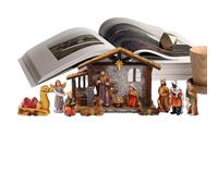 Sghtil Christmas Nativity Set, Holy Family Nativity Set Desk Decor, Miniature Figurines Home Decor for Patio Office School Living Room Porch Church Bedroom Garden Table