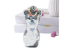 Sghtil Disco Female Statue - Women Body Model Mirrored Disco Decoration - Silver Art Creative Decoration, Reflective Desktop Ornament For Desk Bookshelf