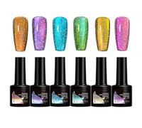 Sghtil Magnetic Nail Polish Gel | Glittering Rainbow Nail Gel, Glitter Fingernail Colors for Ladies Girls Students Beauty Lovers Salon Travel Party Photo Sessions