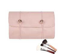 Sghtil Makeup Brush Bag Pouch,Roll up Travel Makeup Brush Case | Foldable Travel Toiletry Bag for Women, with 4 Detachable Removable Zipper Clear Pouches, for Bathroom Shower