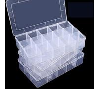 SGHUO 3 Pack15 Grids Large Plastic Storage Box Organizer Box,15 Compartments with Dividers for Tackle Box,Beads,Washi Tape,Ribbon, Crafts, Art Supply 10.9X6.5X2.2inch