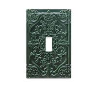 Sghxwp Decorative Light Switch Plate Covers Green 3D Floral Embossed 1 Gang Light Switch Cover Plate Single Toggle Wall Plate Outlet Covers Faceplate for Bedroom Home Decor