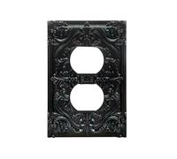Sghxwp Decorative Outlet Covers Black 3D Floral Embossed 1 Gang Duplex Light Switch Cover Plate Unique Wall Plate Electrical Switch Plate Covers for Bedroom Home Decor