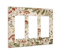 Sghxwp Outlet Covers Watercolor Mushroom Wildflower Triple Rocker Light Switch Covers Decorative Vintage Botanical Dragonfly Bee 3-Gang Wall Plate Electrical Switchplate Faceplate for Country Home