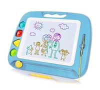 SGILE Large Magnetic Drawing Board - 4 Colors 16×13in Doodle Pad with 4 Stamps for Toddlers, Learning Toy Board Etch Sketch Gift for 36+ Month Kids Girls Boys, Light-Blue
