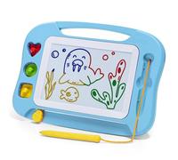 SGILE Magnetic Drawing Board for Kids, Colorful Erasable Doodle Board with Magnet Pen, Painting Sketch Pad with Three Stamps, Travel Toy, Educational Learning Toy for Toddlers, Light-Blue