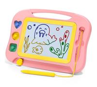 SGILE Magnetic Drawing Board for Kids, Toddlers Toys for 1 2 3 4 Year Old, Etch & Sketch Pad with 4 Stamps, Learning and Educational Toys for Boys Girls Birthday Gift, Soft Pink