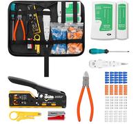 SGILE Network Tool Kit, RJ45/RJ11/RJ12 Crimping Tool for Cat5/Cat6/Cat7, with 25 Cat6 & 25 Cat7 Connectors, Cable Tester & Wire Stripper, Ethernet Repair Set