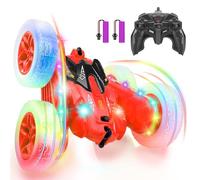 SGILE Stunt Car, Double Sided 360 Flips RC Car with Sides Light Strip, Headlights, 2.4Ghz Remote Control, Rechargeable Kids Toy for Boys Girls Birthday Gift, Red