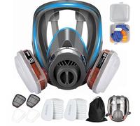 SGIXBE Full Face Respirator Mask, Reusable with Replaceable Filters, Anti-fog, Black, Silicone, for Welding, Spray Painting, Chemical Handling (Full Face + 20 filter cotton)