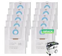 Sgizoku 496186 Filter Bag for Festool Dust Extractor CT 36 / CTM 36 E/CTL 36 E CLEANTEC Series,10 Pack Vacuum Dust Bags for Festool SC FIS-CT 36/5