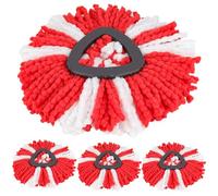 Sgizoku Mop Head Compatible with Viledar Turbo 2in1 EasyWring&Clean Replacement Heads,Washable Microfiber Head Refills for Turbo Spin/Smart Triangle Mop Refills,4 Pack,Red/White