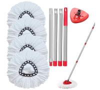 Sgizoku Spin Mop Head Combo Set Compatible with Vileda All Turbo System,Replacement for Viledas Turbo 2in1 Mops Refills Fit for Viledas/O cedar Turbo Mop Bucket - White