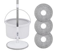 Sgizoku Universal Spin Mop Round Microfiber Flat Mop Replacement Pads Compatible with Minky/Spontex Aqua Revolution System X'tra/Viledas Spin Mop and Bucket