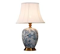 SGKOMN 21.2" Blue And White Porcelain Vintage Ceramic Table Lamp American Country Transitional Bedside Desk Nightstand Lamp For Bedroom Living Room-33 * 54cm