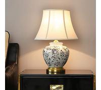 SGKOMN 21.6" Floral Ceramic Table Lamp, Metal Base Desk End Table Bedside Lamps Traditional Chinoiserie Bedside Lamp For Bedroom, Living Room, Office,-2