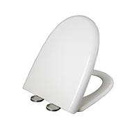 SGKOMN D Shape Soft Close Toilet Seat, Quick Release Simple Top Fixing, PP Material Toilet Seats White with Adjustable Hinges, D Shape Toilet Lid Loo Seat (Width 345 Length 420-480Mm)
