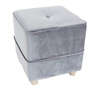 SGKOMN Footstool Ottoman,Square Cube Footrest Tufted Upholstered Velvet Solid Wood Seat Chair Vanity Stool for Living Room Bedroom, Gray-16x16x16inch