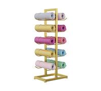 SGKOMN Gold Floor Yoga Mat Organizer Display Rack, Garage Gym Foam Roller Storage Holder, Hold 10/20 Mats, 40×50×130cm