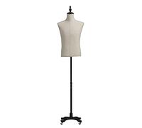 SGKOMN Mannequin Body Torso,Male Model Half-length Suit Dress Props Window Dummy Clothing Display Rack Base with Universal Wheelsive effect, Without Arms-L