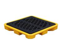 SGKOMN Modular Spill Containment Pallet -Plastic Spill Tray for Warehouse & Factory Heavy-Duty Yellow & Black Polyethylene Drum Platform Perfect for Hazardous Material Storage