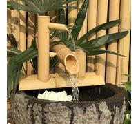 SGKOMN Natural Bamboo Water Fountain, Zen Garden Water Feature, Landscaping Garden Accent, Patio Waterfall, Bamboo Pump Kit for Ponds, Basins, Lawns, Fish Tanks, 19.7in(50cm)