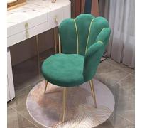 SGKOMN Velvet Makeup Chair with Plating Metal Legs for Bedroom Vanity Stool for Living Room/Cafe Haze, Dark Green-One Size