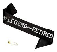 SGKUED The Legend Has Retired Sash - Black Satin Sash for Men & Women, Retirement Party Supplies