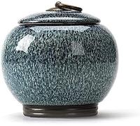 SGLDXQVZJHM Urns Ashes,Mini Cremation Urn,Pet, Keepsake, Medium Size Ceramics Adult Human Memorial, Ash, Coffin, Sealed Ceramic(Blue)