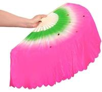 SGLDXQVZJHM Veil Silk Fan- Faux Dance Fan Gradient Colour Performance Suitable For Belly Oriental Egyptian(Pinkleft)