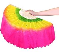 SGLDXQVZJHM Veil Silk Fan- Faux Dance Fan Gradient Colour Performance Suitable For Belly Oriental Egyptian(Roseright)