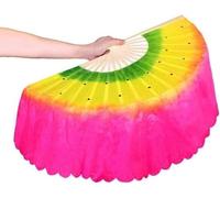 SGLDXQVZJHM Veil Silk Fan- Faux Dance Fan Gradient Colour Performance Suitable For Belly Oriental Egyptian(Roseleft)