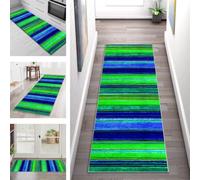 SGLGSTORE Carpet Runners for Hallways Non Slip Washable Runner Rug Doormat Blue Green Kitchenrunner Hall Rugrunners 120X300CM Bedroom Living Room Corridor Floor Mat