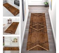 SGLGSTORE Carpet Runners for Hallways Non Slip Washable Runner Rug Doormat Brown Kitchenrunner Hall 120X300CM Rugrunners Bedroom Living Room Corridor Floor Mat
