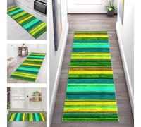 SGLGSTORE Carpet Runners for Hallways Non Slip Washable Runner Rug Doormat Green Cyan Yellow Brown Kitchenrunner Hall Rugrunners 120X250CM Bedroom Living Room Corridor Floor Mat