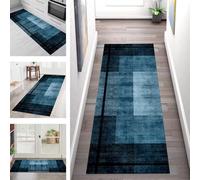 SGLGSTORE Carpet Runners for Hallways Non Slip Washable Runner Rug Long Polyester Doormat Blue Black Kitchenrunner Anti-stain Hall 60X250CM Rugrunners Bedroom Living Room Corridor Floor Mat