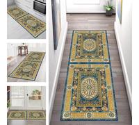 SGLGSTORE Carpet Runners for Hallways Non Slip Washable Runner Rug Long Polyester Doormat Blue Orange Red Kitchenrunner Anti-stain Hall 70X500CM Rugrunners Bedroom Living Room Corridor Floor Mat
