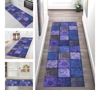 SGLGSTORE Carpet Runners for Hallways Non Slip Washable Runner Rug Long Polyester Doormat Blue Purple Grey Kitchenrunner Anti-stain Hall 60X300CM Rugrunners Bedroom Living Room Corridor Floor Mat